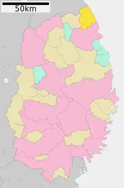 Location of Hirono in Iwate Prefecture