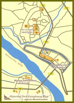 Map of Kamphaeng Phet Historical Park