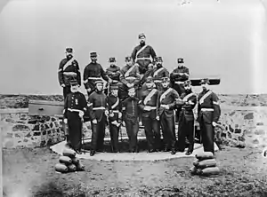 Members of the Hobart Town Volunteer Artillery in August 1869