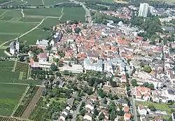 Old Town of Hochheim am Main with the old cemetery