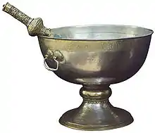 Vessel for holy water, with aspergillum, donation of Tsar Mikhail I Fyodorovich of Russia (Moscow, photo by Sergey Prokudin-Gorsky)