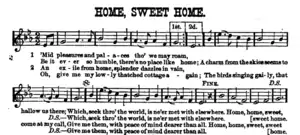 An 1880 publication of "Home Sweet Home", the earliest known musical setting of the carol.