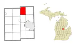 Location within Midland County and the state of Michigan