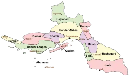 Counties of Hormozgan Province