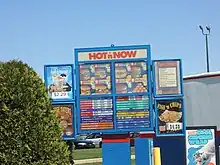 The menu of Hot 'n Now as of April 26, 2014.