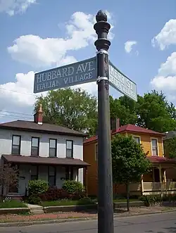 Signage at Hubbard and Kerr on the corner of Italian Village Park