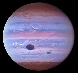 Ultraviolet view of Jupiter by Hubble, January 11, 2017. False coloured image.