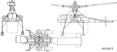 3-view line drawing of the Hughes XH-17