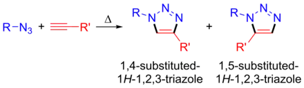 Thermal addition gives a mixture of 1,4 and 1,5 isomers