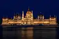 Riverside of the Hungarian Parliament Building at night