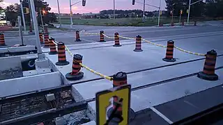 LRT tracks installed at Hurontario Street in August 2023.