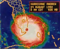 Satellite image of Hurricane Andrew