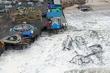 Casino Pier's Wild Mouse (left) and Star Jet (right) following part of the pier's destruction by Hurricane Sandy in 2012