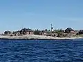 The lighthouse and buildings at the island 'Huvudskär'