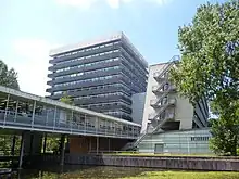 The Huygens Laboratory (left) and J.H. Oort Building (right) which currently house Leiden Observatory on the 4th, 5th and 11th floors.