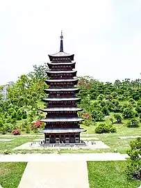 A reconstruction of the great pagoda at Hwangnyongsa.