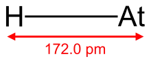 Skeletal formula of hydrogen astatide with the explicit hydrogen and a measurement added