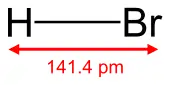 Skeletal formula of hydrogen bromide with the explicit hydrogen and a measurement added