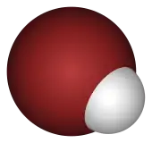 Ball-and-stick model of hydrogen bromide