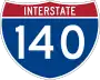 Interstate 140 and North Carolina Highway 140 marker