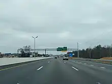 A four-lane highway, seen from a car