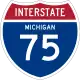 I-75 marker with Michigan above the number