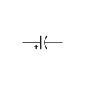 Polarized capacitor(American-style), such as electrolytic and tantalum capacitors