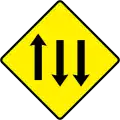 W 083Three Lanes of Traffic (One With, Two Against)