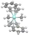 View of (indenyl)2ZrMe2 down C2 symmetry axis.