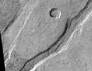 Icaria Fossae Graben in the Phaethontis quadrangle, as seen by HiRISE.  Click on image for a better view of Dust Devil Tracks.