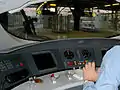 Modern HMI in the driver's cabin of a German Intercity-Express high-speed train