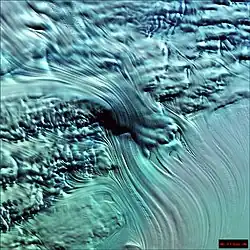 An icefall feeding into the Lambert Glacier, Antarctica.