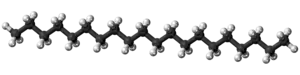 Ball and stick model of the icosane molecule