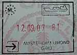 Entry stamp for ferry travel, issued at the port of Amsterdam IJmond in Netherlands