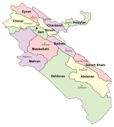 Counties of Ilam Province