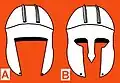 Illyrian type helmet (left) juxtaposed to a Corinthian type helmet (right).