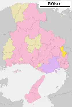 Location of Inagawa in Hyōgo Prefecture