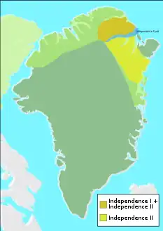 Areas of Independence I and Independence II cultures around Independence Fjord