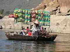 Indian coracle on the Kaveri river