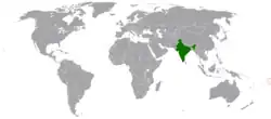 Map indicating locations of India and Samoa