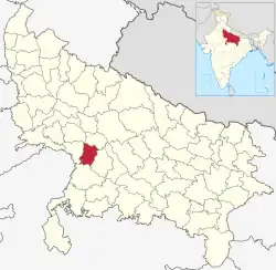 Location of Auraiya district in Uttar Pradesh