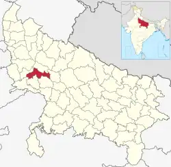 Location of Etah district in Uttar Pradesh