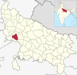 Location of Firozabad district in Uttar Pradesh