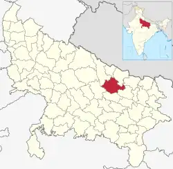 Location of Gonda district in Uttar Pradesh