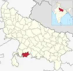 Location of Mahoba district in Uttar Pradesh