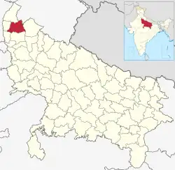 Location of Muzaffarnagar district in Uttar Pradesh