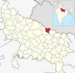 Location of Shravasti district in Uttar Pradesh