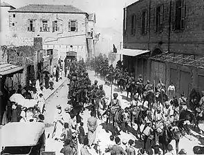 Jodhpur and Mysore lancers march through Haifa