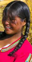 Native American with black hair from South America.