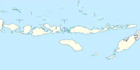 Map of Lesser Sunda Islands with mark showing location of Kangean Islands